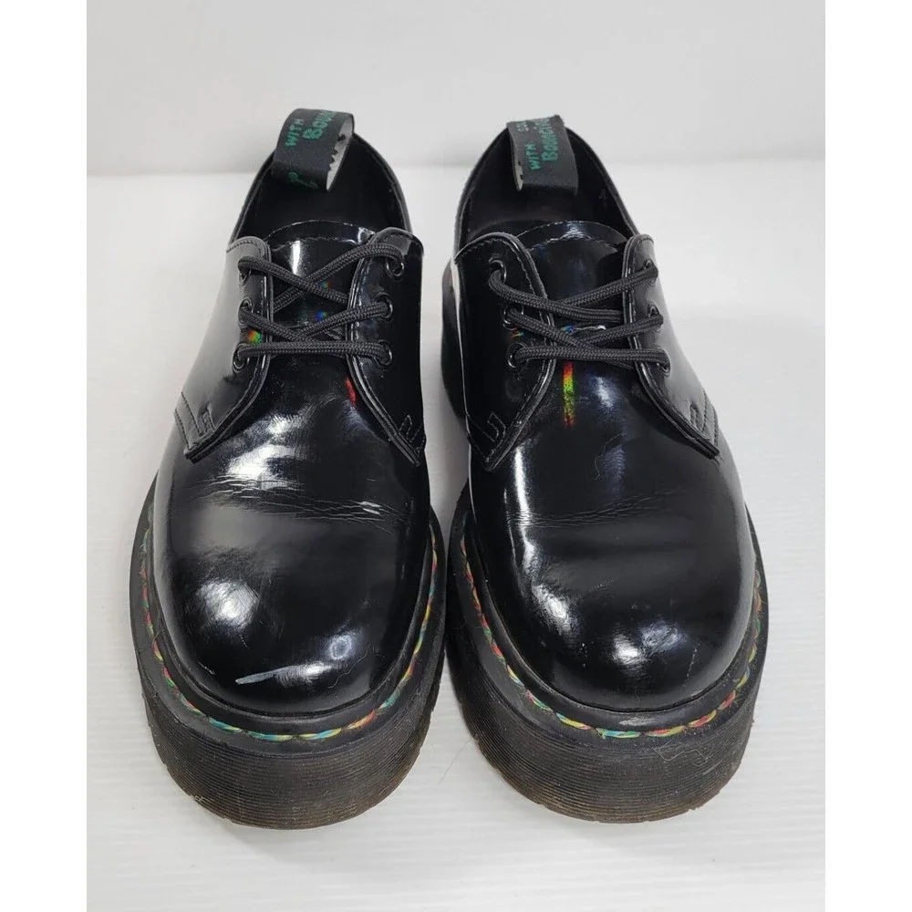 Dr Martens 1461 Limited Edition Rainbow Chunky Quad Platform Shoes Black Docs - Picture 2 of 10